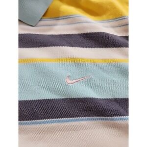 Rare NIKE SWOOSH Yellow Baby Blue Gray White Pique Polo Golf Shirt Size 3XL